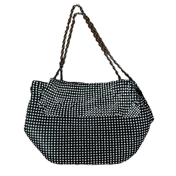 Le‎ Regale Bag Evening Purse Long Shoulder Strap Crystal Rhinestone Mesh Black - Picture 6 of 8